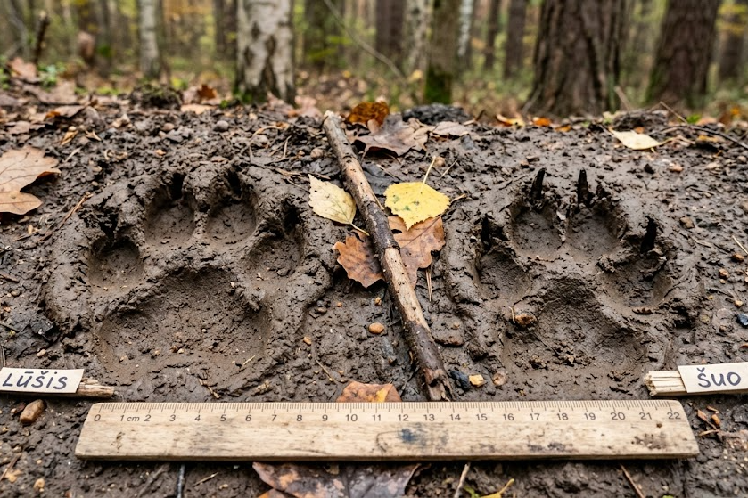 Lūšies pėdsakai: kaip atpažinti ir atskirti nuo vilko ar šuns?